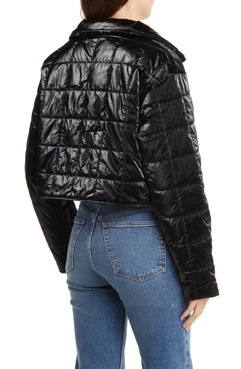 Elodie Metallic Crop Quilted Jacket, Alternate, color,