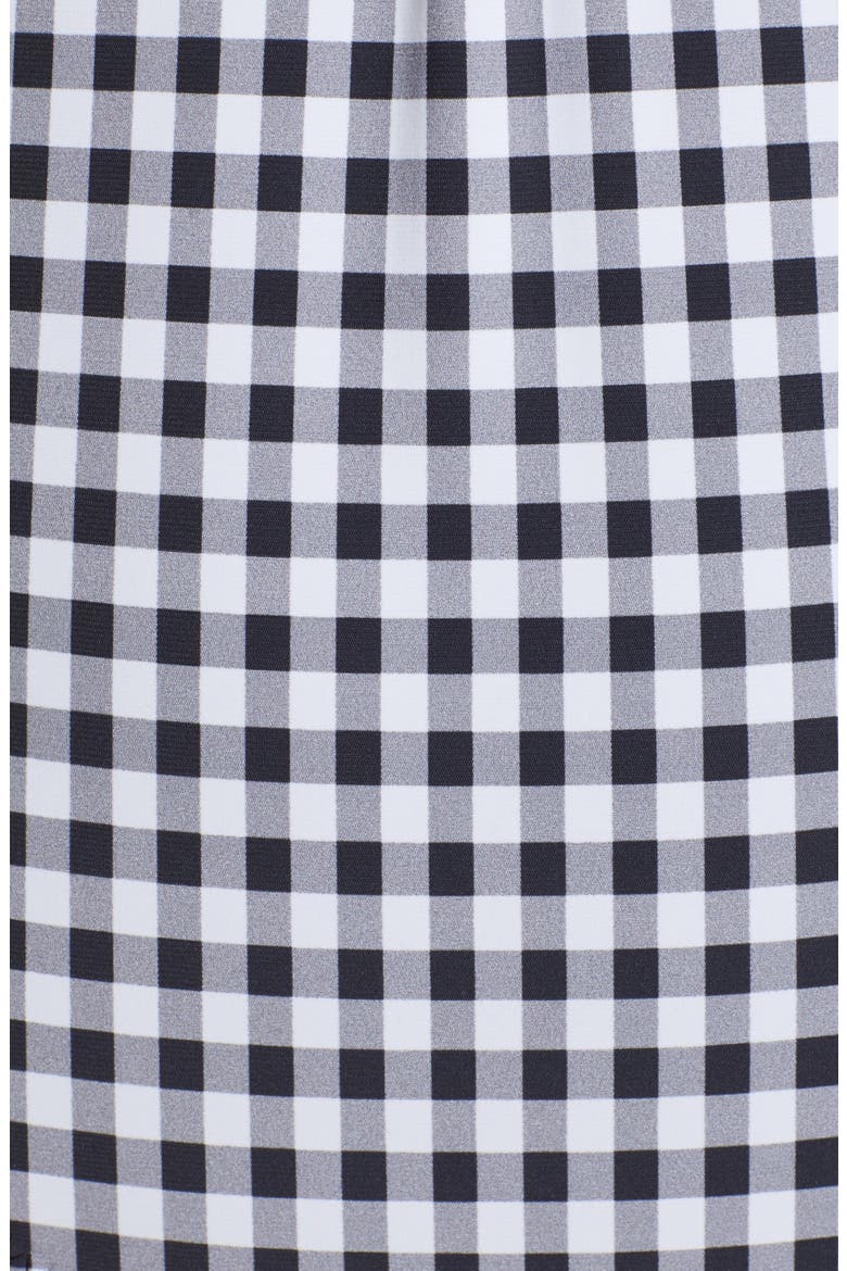 Gingham Lace-Up One-Piece Swimsuit, Alternate, color, BLACK