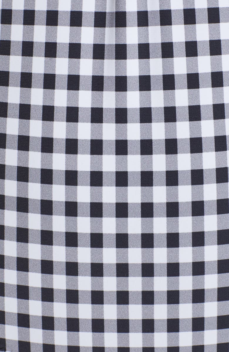 Ganni Gingham Lace-Up One-Piece Swimsuit, Alternate, color, 