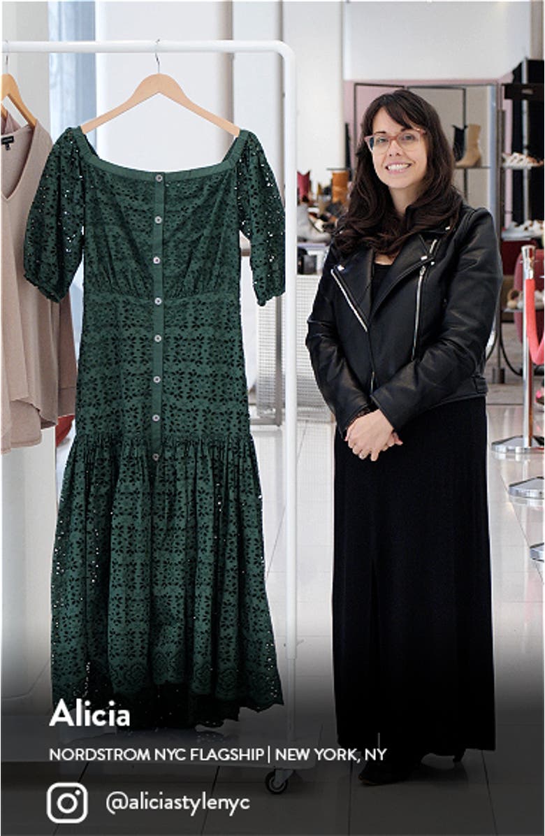 Cali Off the Shoulder Eyelet Cotton Midi Dress, sales video thumbnail