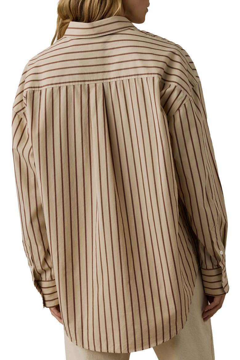 Coastal Relaxed Organic Cotton Button-Up Shirt, Alternate, color, DRIFT SAND STRIPE
