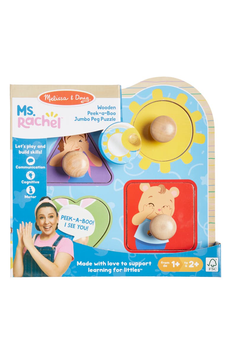 Melissa & Doug x Ms. Rachel Peek-a-Boo Jumbo Peg Puzzle, Alternate, color, 