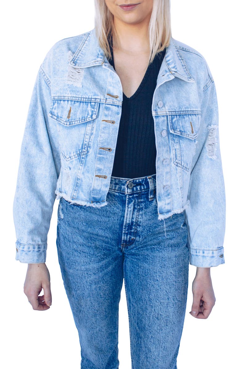 Rivalry Runway Skyline Crop Denim Jacket, Alternate, color, 