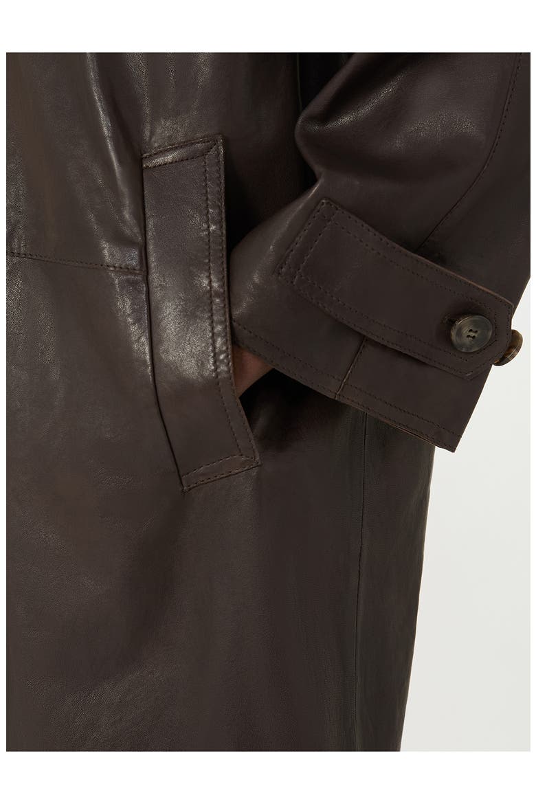 Camino Leather Trench Coat, Alternate, color, BROWN