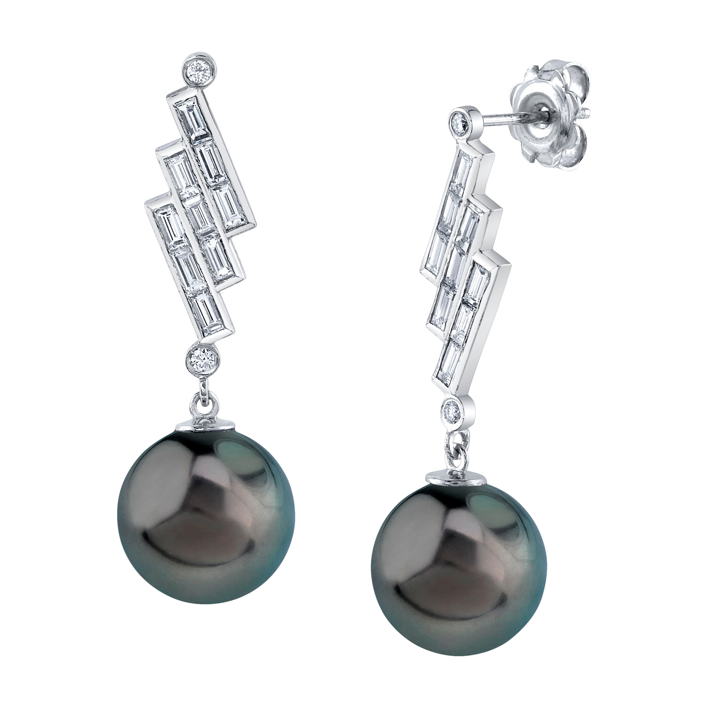 The Pearl Source Tahitian South Sea Pearl & Diamond Bowie Earrings In White Gold