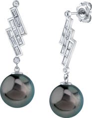 The Pearl Source Tahitian South Sea Pearl & Diamond Bowie Earrings