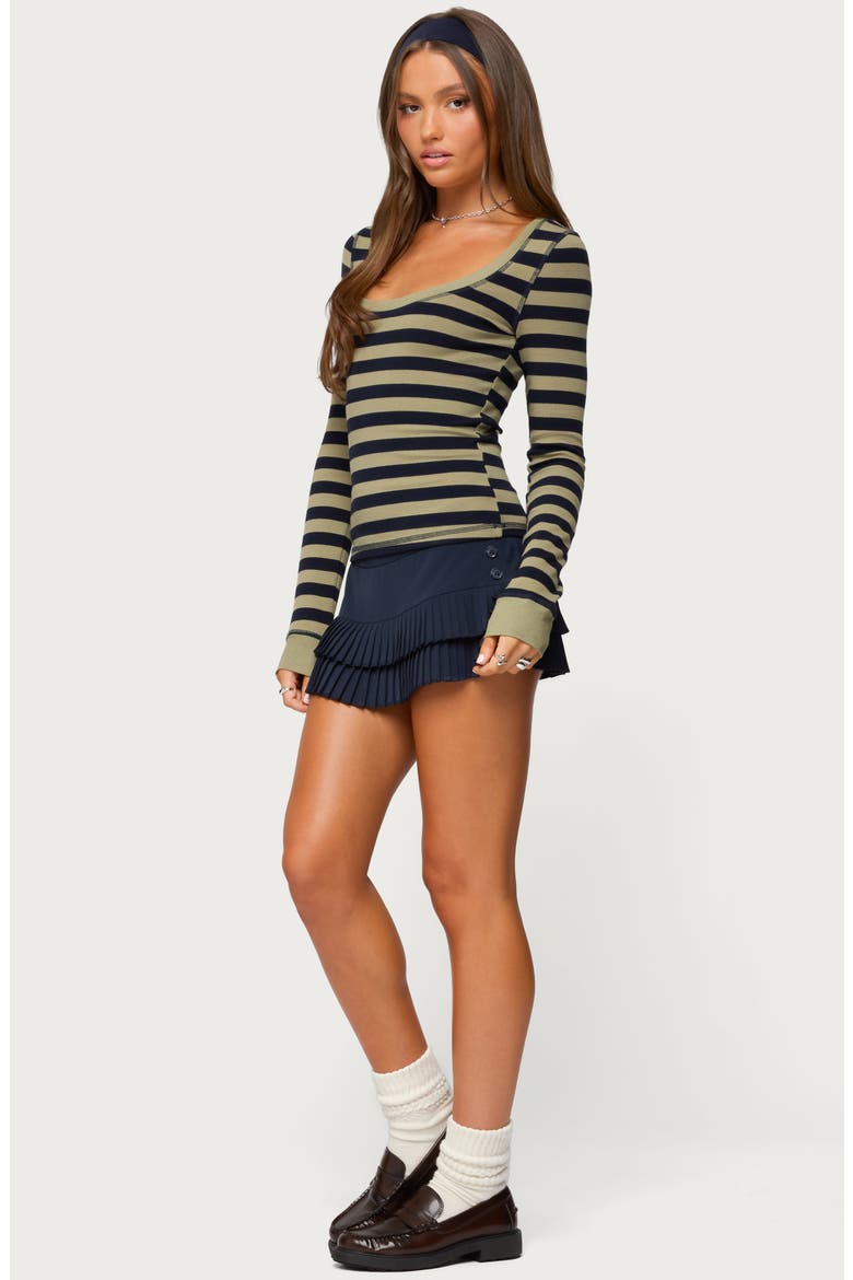 Rainey Stripe Scoop Neck Long Sleeve Knit Top, Alternate, color, OLIVE