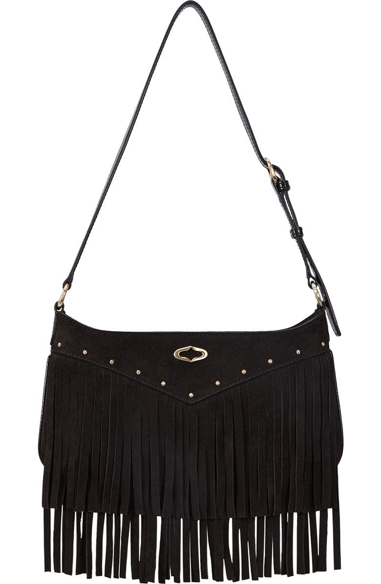 Oryany Fringe Leather Shoulder Bag, Main, color,