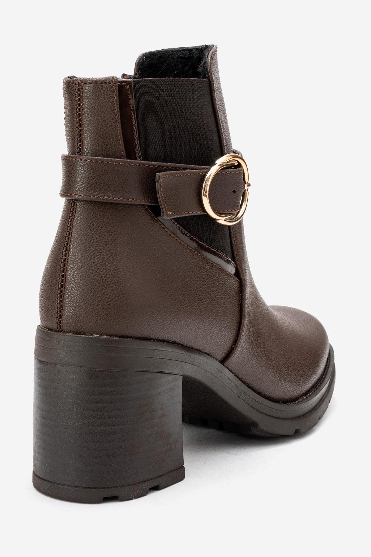 Prologue Shoes Heile Buckle Block Heel Boot, Alternate, color, Brown