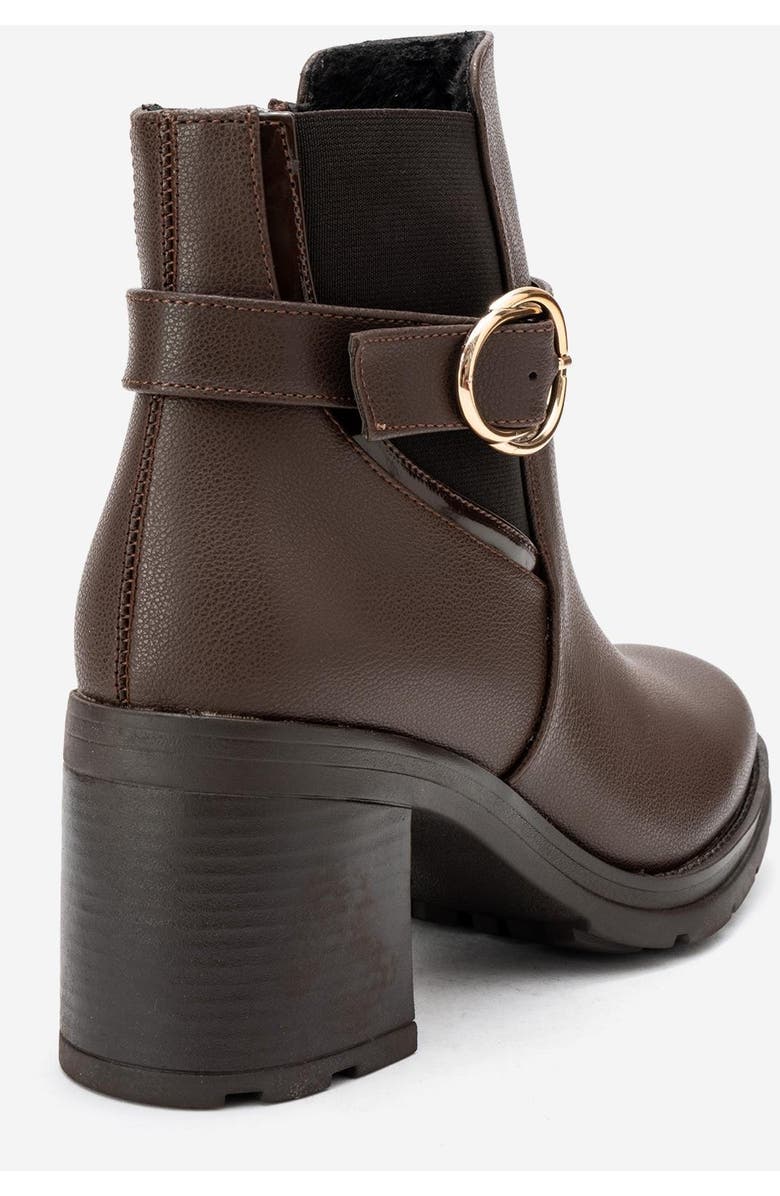 Prologue Shoes Heile Buckle Block Heel Boot, Alternate, color, Brown
