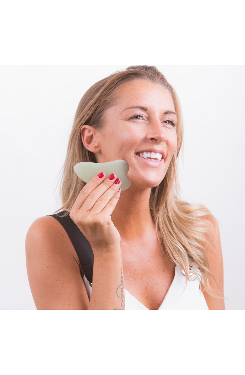 White Lotus Beauty Genuine Premium Jade Gua Sha, Alternate, color, Green