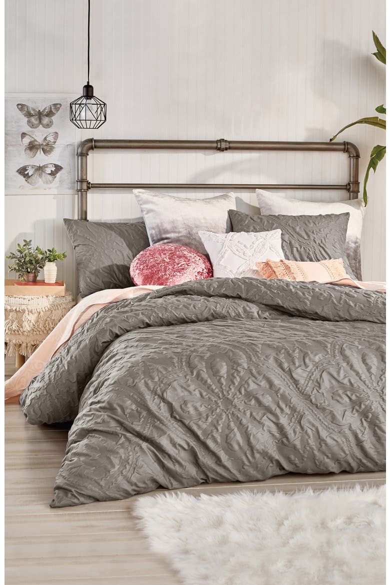 Velvet Tile Comforter & Sham Set, Main, color, GREY