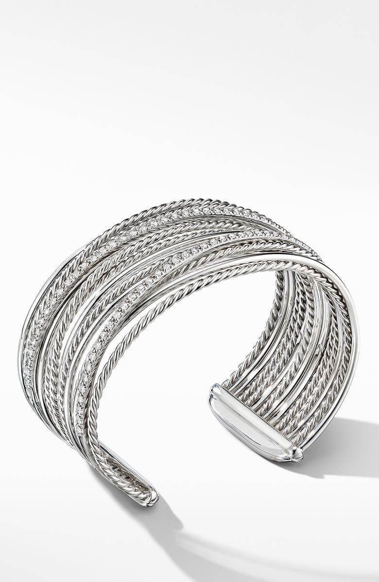 David Yurman Crossover Cuff Bracelet with Diamonds, Alternate, color, 