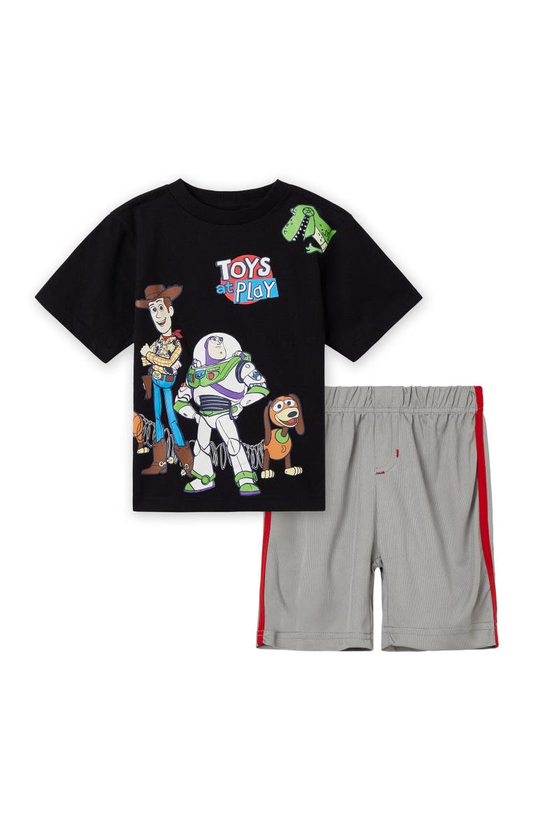 Disney Toy Story Buzz Lightyear T-Shirt & Mesh Shorts Set, Main, color, Black / Gray
