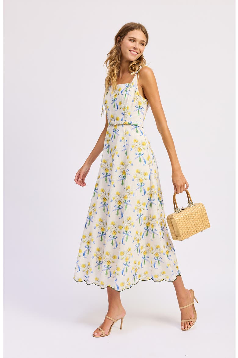 Audery Floral Belted Maxi Dress, Alternate, color, WHITE YELLOW BLUE