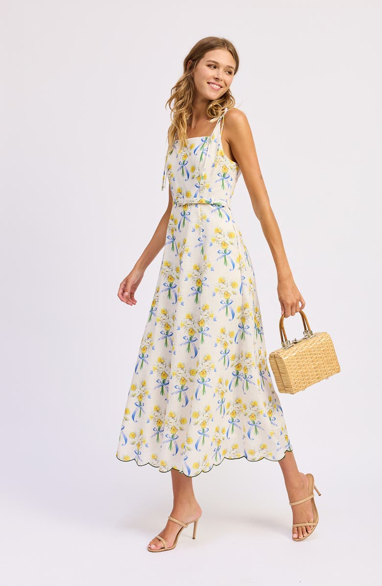 En Saison Audery Floral Belted Maxi Dress, Alternate, color, White Yellow Blue