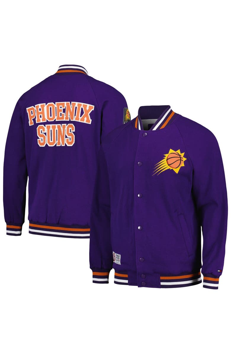 TOMMY JEANS Men's Tommy Jeans Purple Phoenix Suns Dane Raglan Full-Snap Varsity Jacket, Main, color, 
