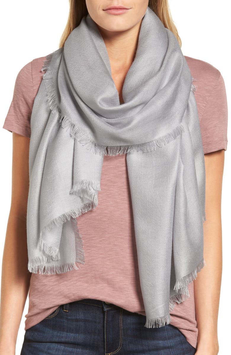 Nordstrom Cashmere & Silk Wrap, Alternate, color, Grey Sconce