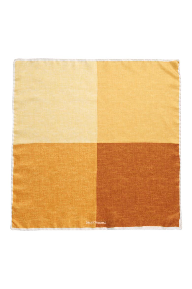 Colorblock Silk Pocket Square, Alternate, color, YELLOW