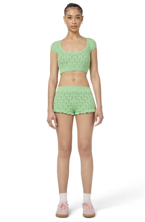 Florence By Mills Pointelle Knit Shorts In Spruce Stone