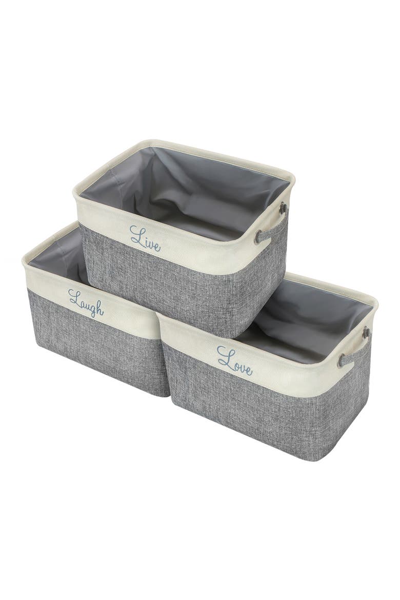 Cream Twill Storage Basket - Set of 3, Alternate, color, CREAM GREY