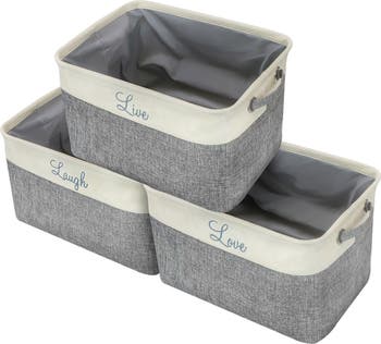 Cream Twill Storage Basket - Set of 3