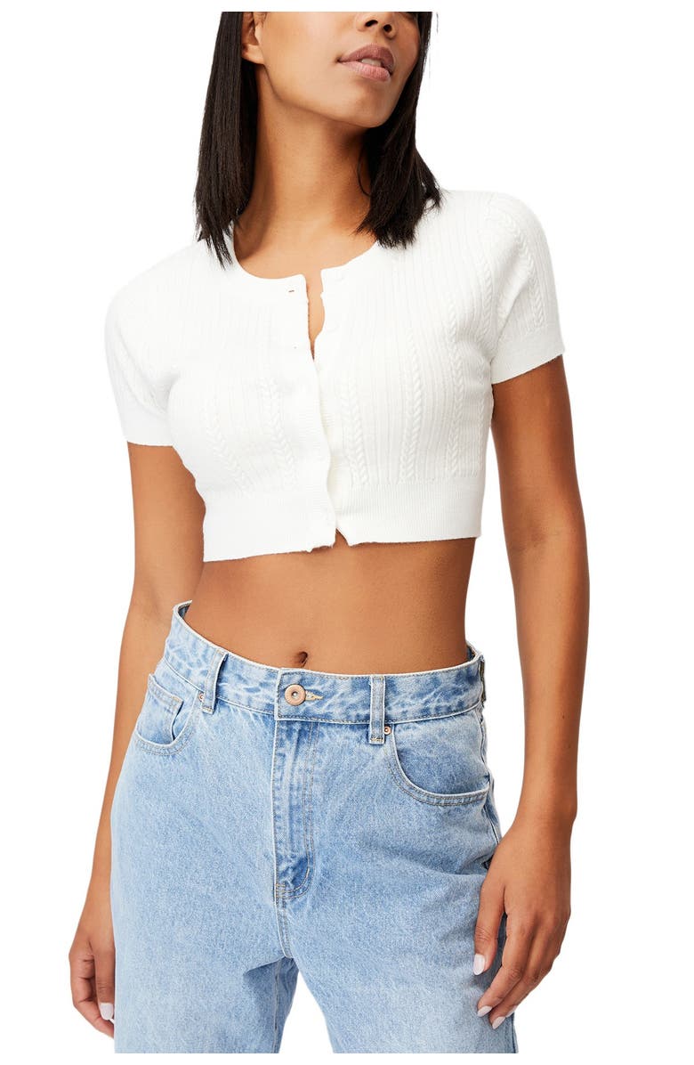 Cotton On Ultimate Cable Short Sleeve Cardigan, Main, color,