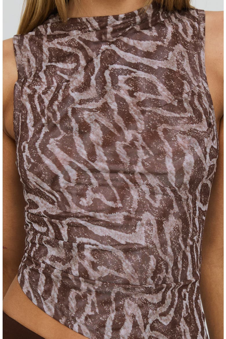 Sunburn Asymmetric Sleeveless Top, Alternate, color, BROWN ZEBRA
