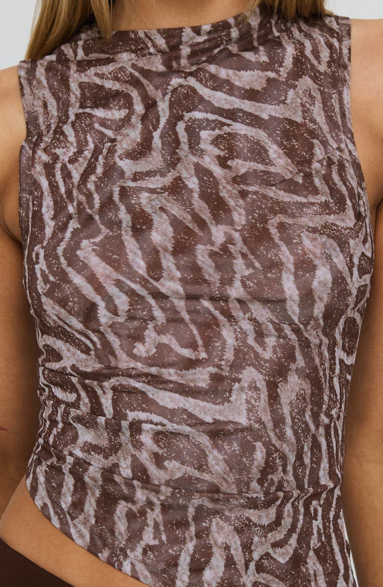 Princess Polly Sunburn Asymmetric Sleeveless Top, Alternate, color, Brown Zebra