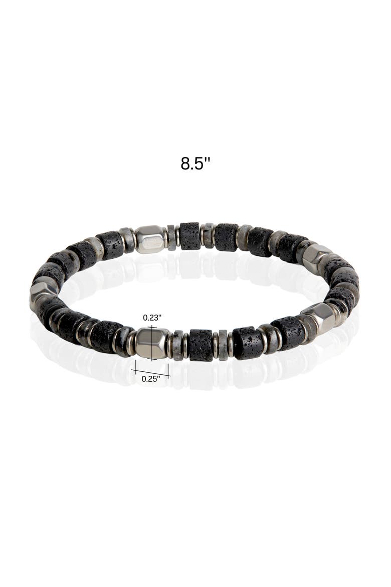 Stretch Beaded Bracelets for Men, Lava, Hematite & Labradorite, Alternate, color, Black