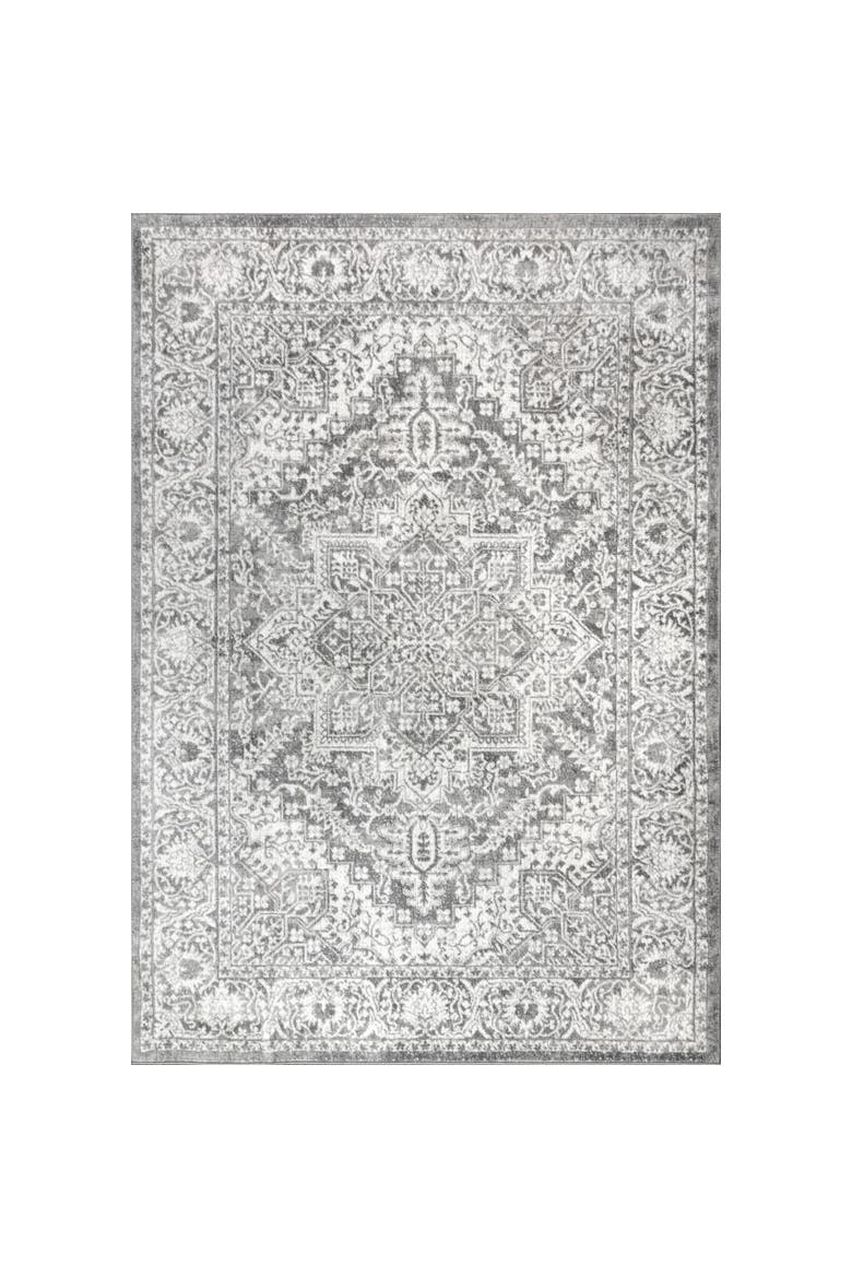 Modern Persian Vintage Medallion Area Rug, Main, color, Light Gray