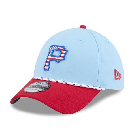 Men's New Era Light Blue/Red Pittsburgh Pirates 2025 Fourth of July 39THIRTY Flex Hat