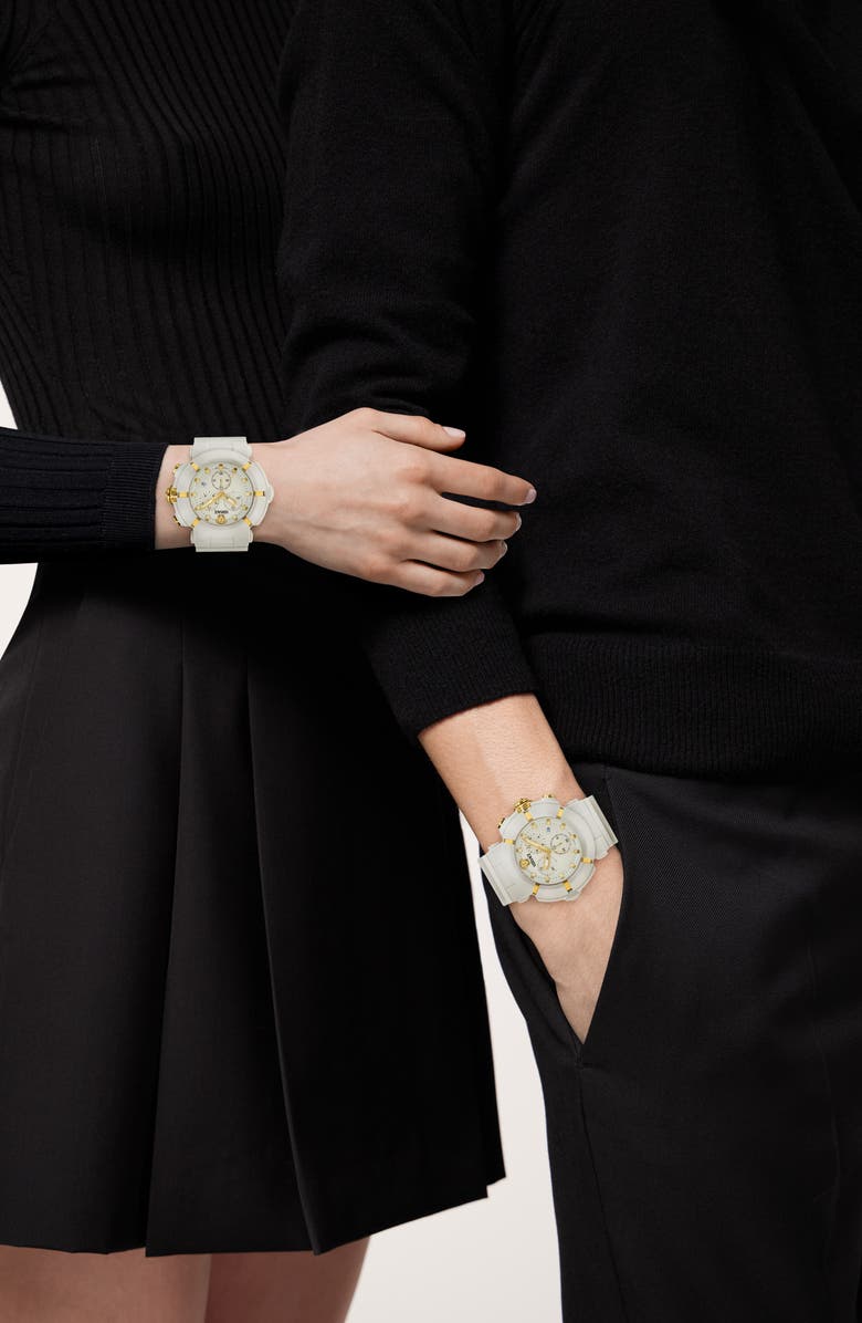 Versace Real Active Chronograph Bracelet Watch, 45mm, Alternate, color, White Ecoceramic