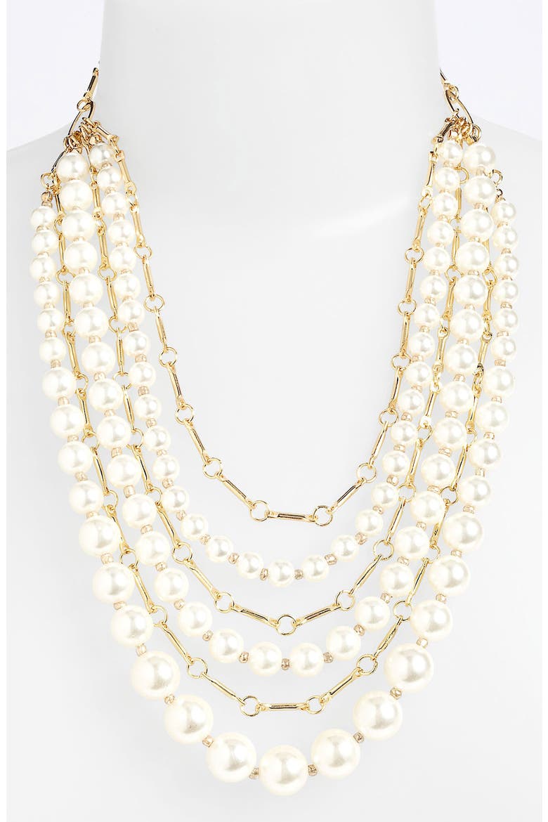'Bonnie J Pearl' Statement Necklace, Main, color, PEARL