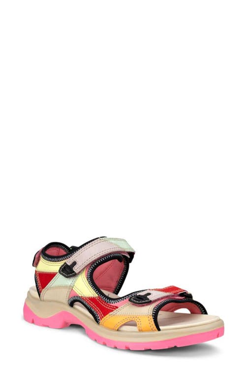 ECCO Yucatan Patchwork Sandal in Multicolor Bubblegum 