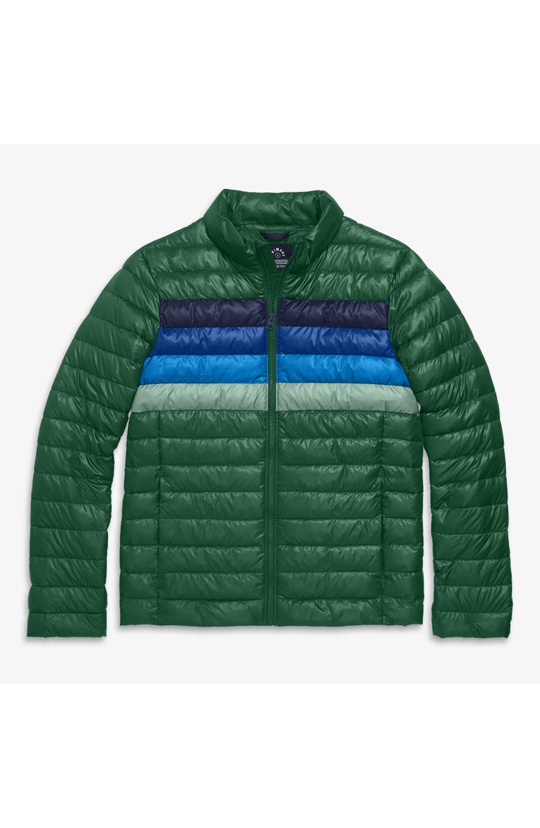 Primary Grown-Ups Puffer Jacket In Stripe, Main, color, Evergreen Placed Stripe