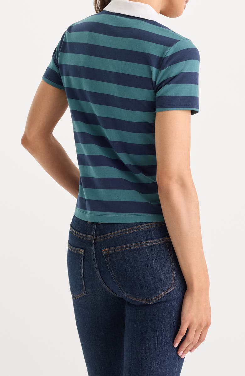 Good American The Easy Polo, Alternate, color, Summer Stripe Teal