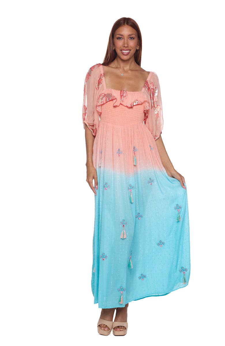 RANEES Dip Dye Maxi Dress, Alternate, color, Coral