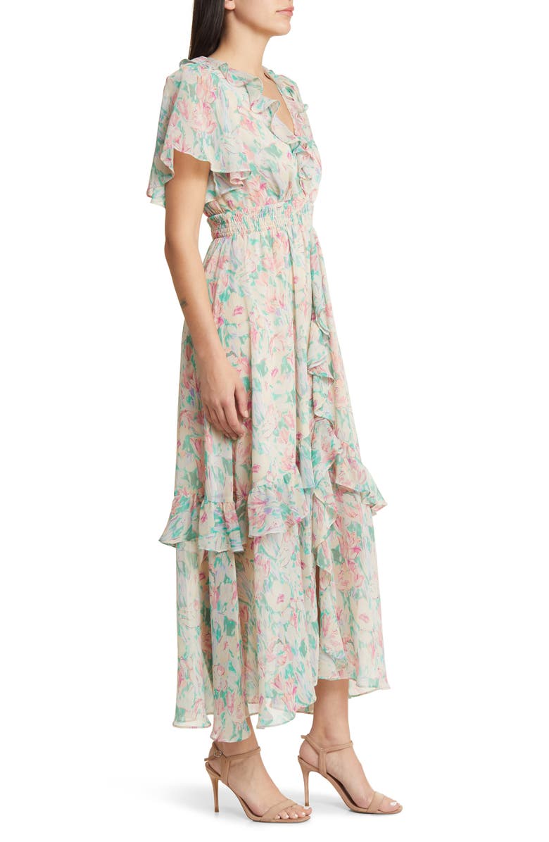 FLORET STUDIOS Floral Ruffle Detail Dress, Alternate, color, 