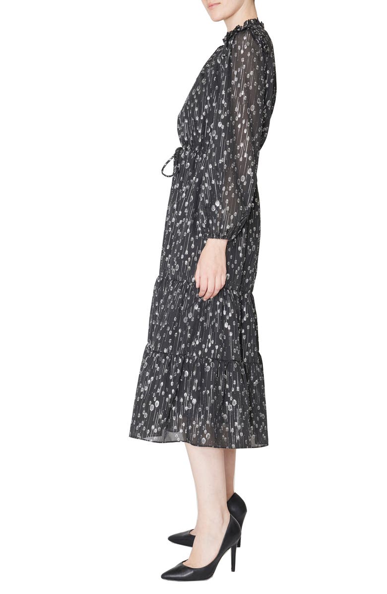 Julia Jordan Metallic Long Sleeve Midi Dress, Alternate, color, Black/Silver