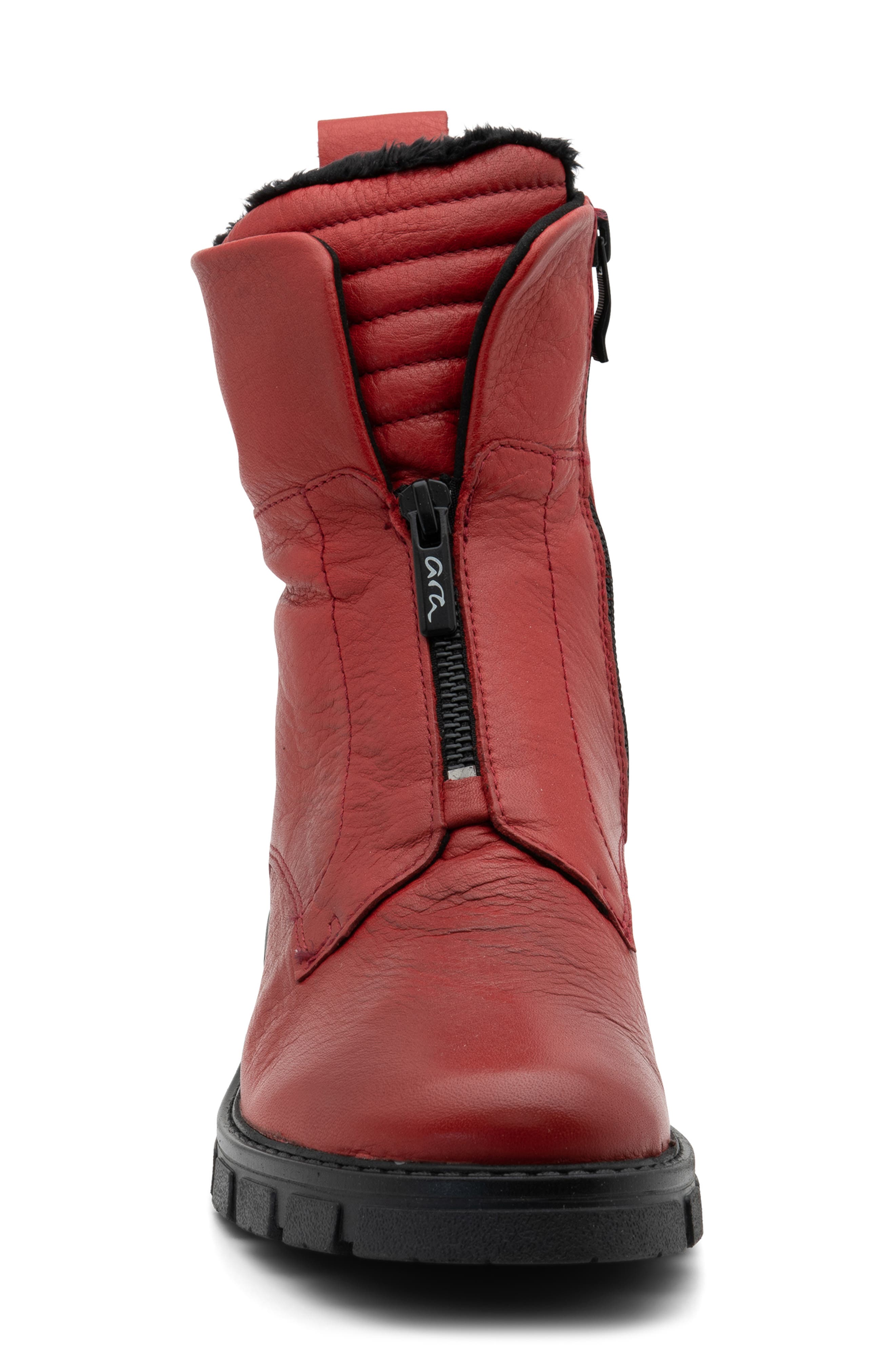 ara Deon Leather Bootie, Alternate, color, Red