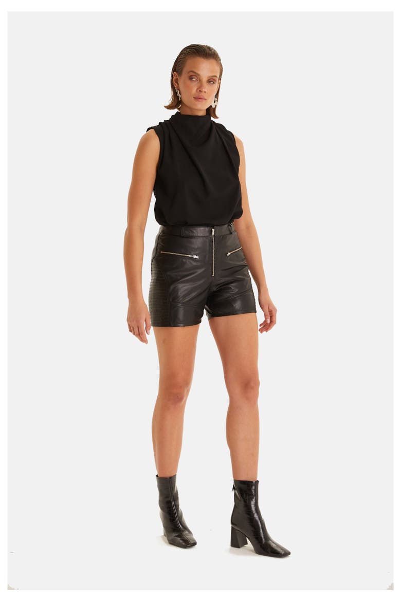 Leather Fashion Short, Alternate, color, Black
