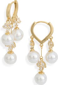 EYE CANDY LOS ANGELES Elise Faux Pearl Huggie Hoop Earrings