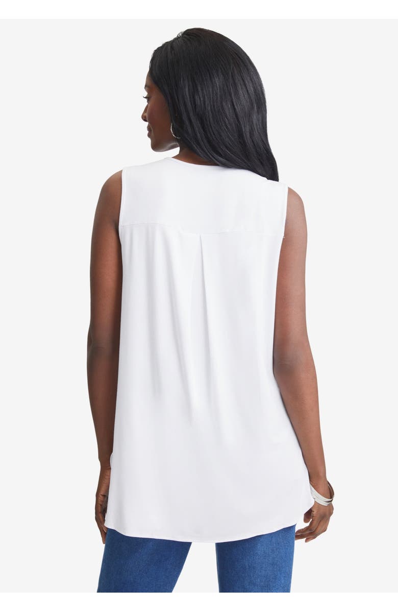 Jessica London Stretch Knit Hi-Low Zip Tunic, Alternate, color, White