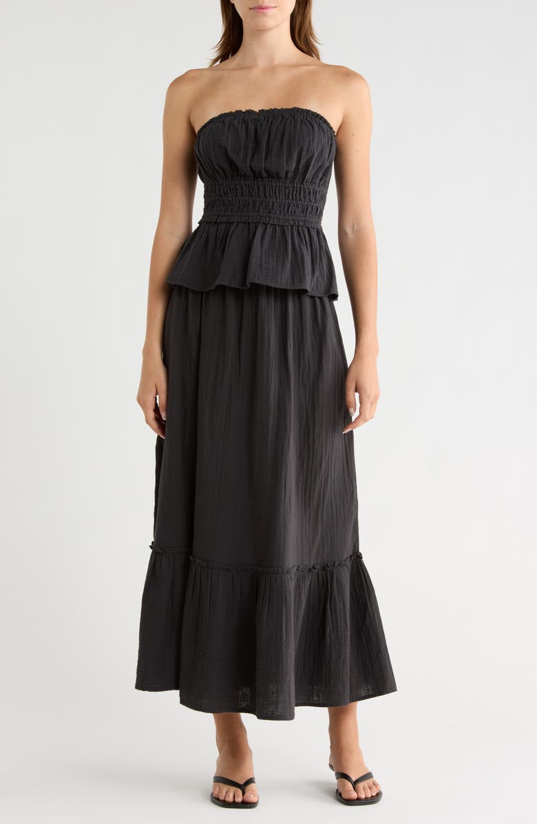 Abound Tiered Cotton Gauze Maxi Skirt, Main, color, Black