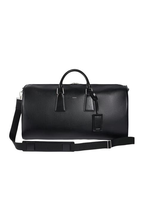 Grained leather weekend bag