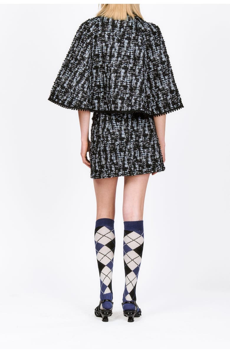 Anna Sui Cornflower Tweed Pleated Mini Skirt, Alternate, color, 