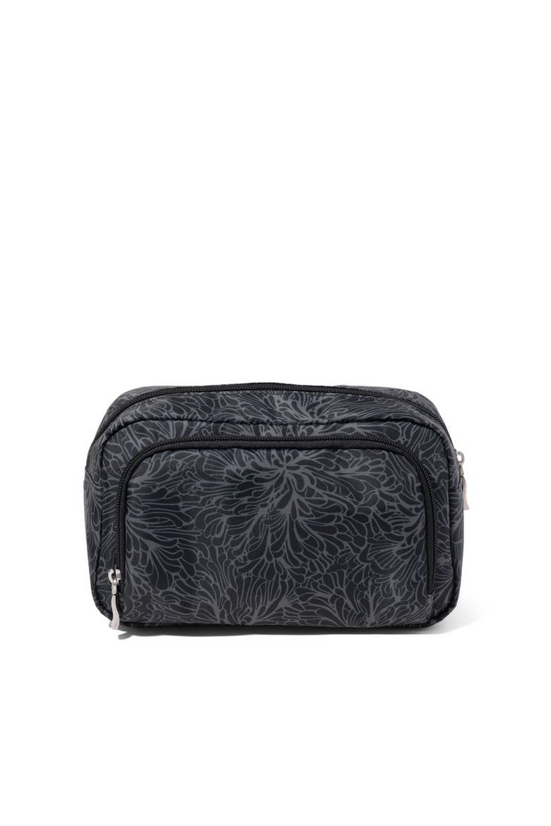 Pocket Cosmetic Bag With Brush Organization, Alternate, color, Midnight Blossom Print