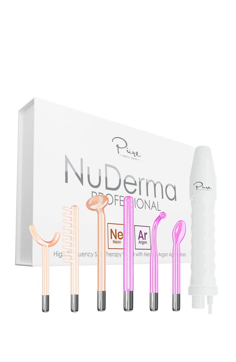 PURE DAILY CARE NuDerma Professional Skin Therapy Wand - Portable Handheld High Frequency Skin Therapy Machine with 6 Neon & Argon Wands, Main, color, 