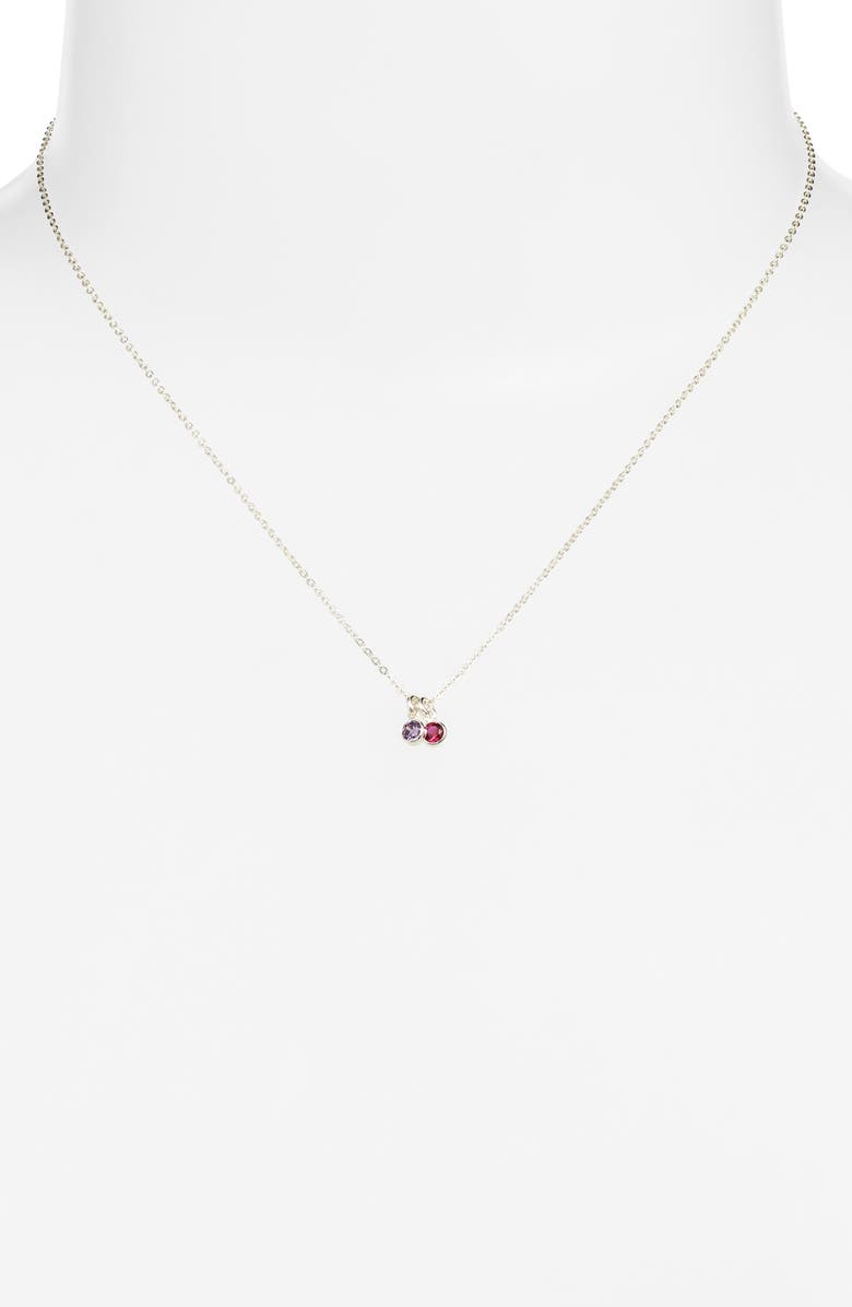 Set & Stones Multi Birthstone Charm Necklace, Alternate, color, Silver / 2 Charms